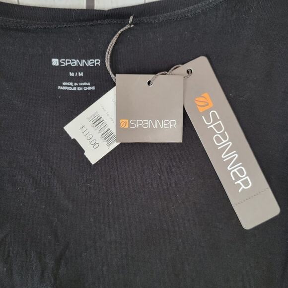 SPaNNER Black Gold Studded V Neck Short Sleeve Rayon Tunic Top M New With Tags - Picture 7 of 12